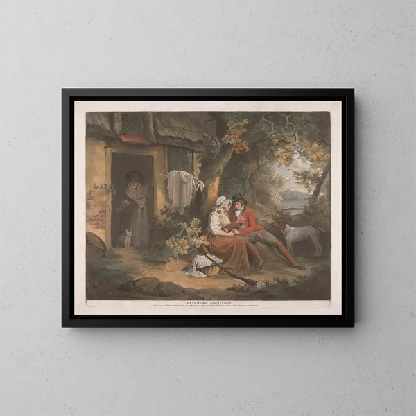Sportliches Liebes-Gemälde beim Schießen - John Raphael Smith — gerahmtes Bild an der Wand