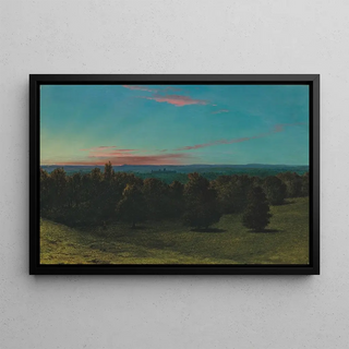 John Rogers Herbert - A castle in a forest at sunset.webp