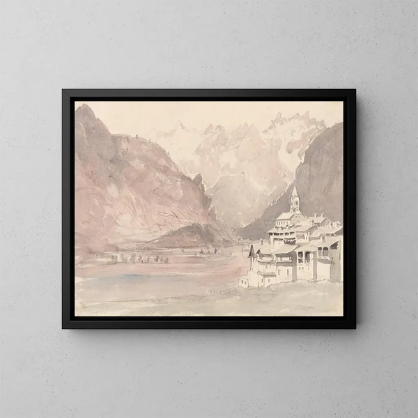 Schweizer Berglandschaft Gemälde - John Ruskin — gerahmtes Bild an der Wand