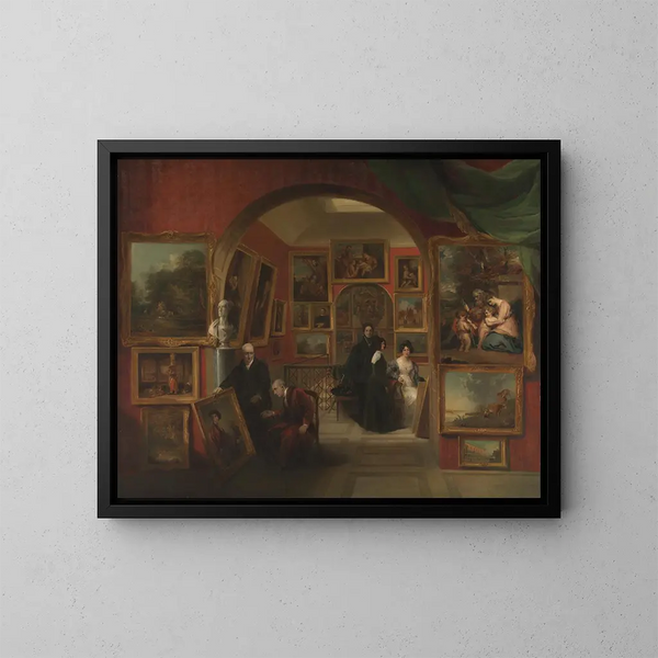 L'intérieur de la British Institution Gallery - John Scarlett Davis — gerahmtes Bild an der Wand