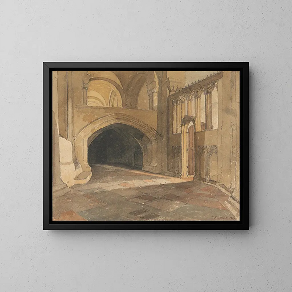 Eingang der Kapelle von Jesus, Kathedrale von Norwich - John Sell Cotman — gerahmtes Bild an der Wand