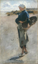 Junge Bretonische Mädchen mit einem Korb Skizze für Austernsammlerinnen von Cancale - John Singer Sargent — Ansicht des Kunstwerks