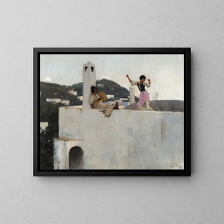 Mädchen aus Capri auf einem Dach - John Singer Sargent — gerahmtes Bild an der Wand