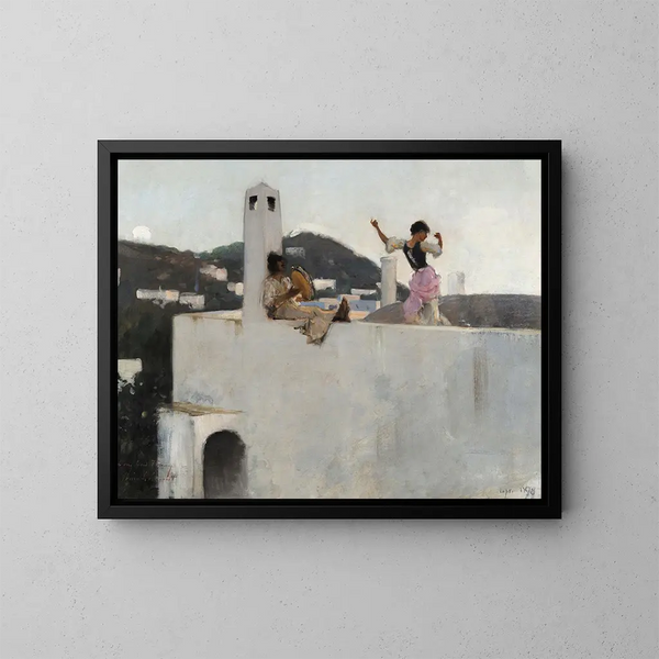 Mädchen aus Capri auf einem Dach - John Singer Sargent — gerahmtes Bild an der Wand