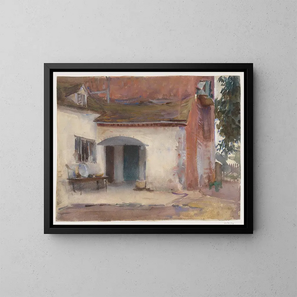 Haus und Hof - John Singer Sargent — gerahmtes Bild an der Wand