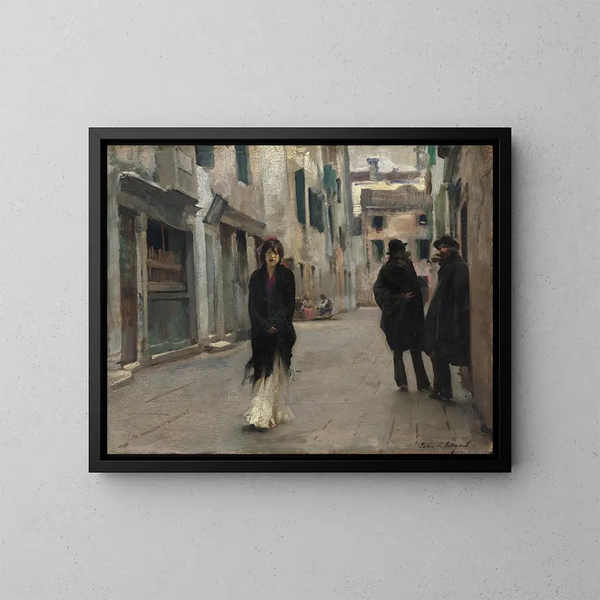 Straße in Venedig - John Singer Sargent — gerahmtes Bild an der Wand