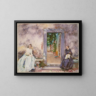 Der Gartenmauer - John Singer Sargent — gerahmtes Bild an der Wand