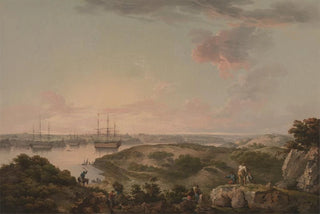 John Thomas Serres - Port Mahon Minorca with British MenofWar at Anchor.webp