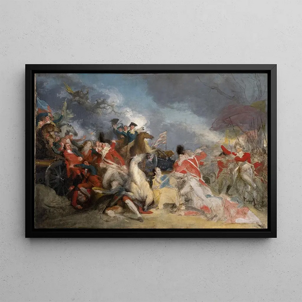 Der Tod des Generals Mercer in der Schlacht von Princeton, 3. Januar 1777 - John Trumbull — gerahmtes Bild an der Wand