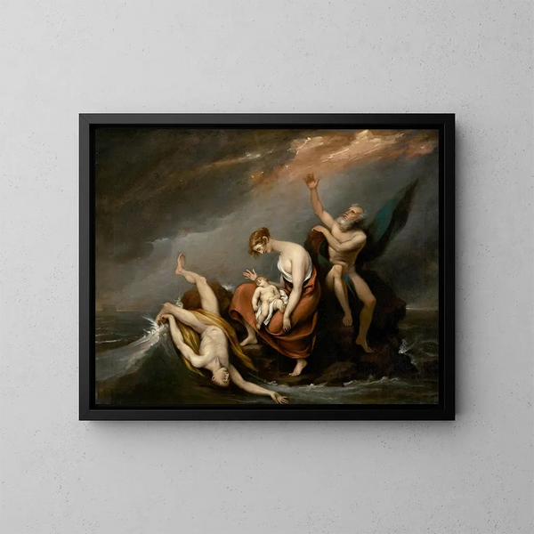 Die letzte Familie, die bei der Sintflut im Buch Genesis 7424 - John Trumbull — gerahmtes Bild an der Wand