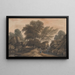 Figuren in der Nähe eines Wasserfalls und eines Beckens in einer bewaldeten Landschaft - John Varley — gerahmtes Bild an der Wand