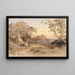 Landschaft mit Figuren und entferntem Schloss - John Varley — gerahmtes Bild an der Wand