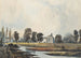 Szene auf der Wiese mit einem Bach und einer Kirche im Hintergrund - John Varley — Ansicht des Kunstwerks