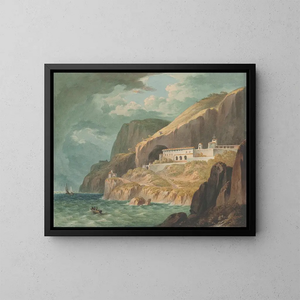 Ein Kloster in Amalfi bei Salerno, Italien - John Warwick Smith — gerahmtes Bild an der Wand