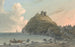 Ruinen des Schlosses Criccieth und Teil der Stadt in der Bucht, Ostansicht von Caernarfonshire - John Warwick Smith — Ansicht des Kunstwerks