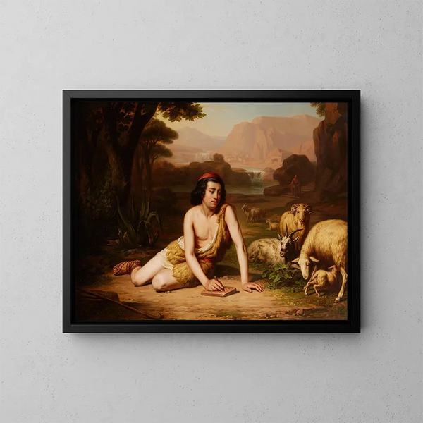 Giotto zeichnend nach der Natur - John William Godward — gerahmtes Bild an der Wand