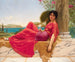 an einer Säule lehnen - John William Godward — Ansicht des Kunstwerks