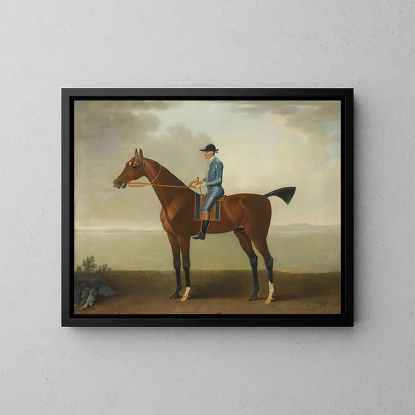 Das Pferd von Lady O'Brien, geritten von einem Jockey - John Wootton — gerahmtes Bild an der Wand