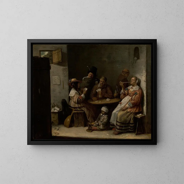 Die Kartenspieler - Joos van Craesbeeck — gerahmtes Bild an der Wand