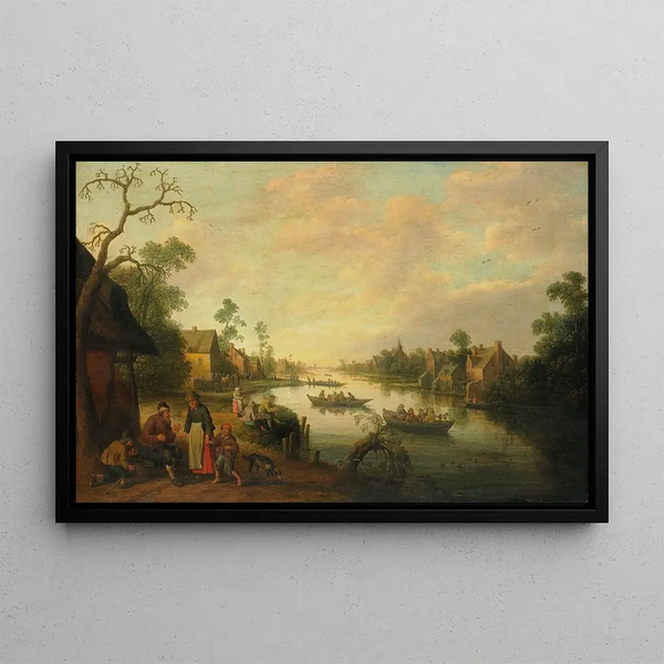 Ansicht des Flusses - Joost Cornelisz Droochsloot — gerahmtes Bild an der Wand