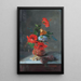 Hibiskus, Freesien, Dahlien und Hyazinthen auf einer Marmortheke - José María Bracho Murillo — gerahmtes Bild an der Wand