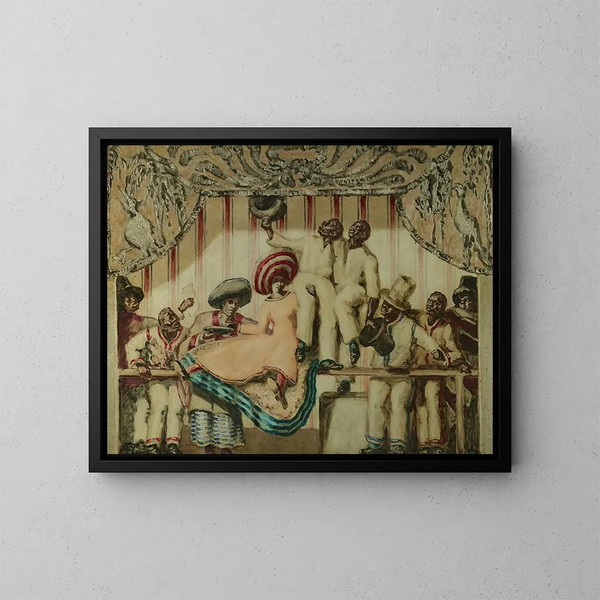 Dame sitzend auf einer Balustrade - José María Sert — gerahmtes Bild an der Wand