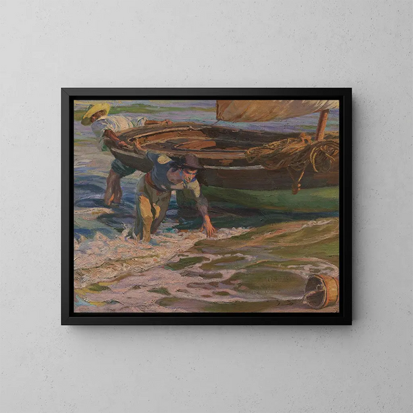 Mise à sec du bateau - José Mongrell — gerahmtes Bild an der Wand