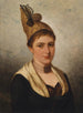 Junge Frau in traditioneller Tracht mit goldenem Hut - Josef Böche — Ansicht des Kunstwerks