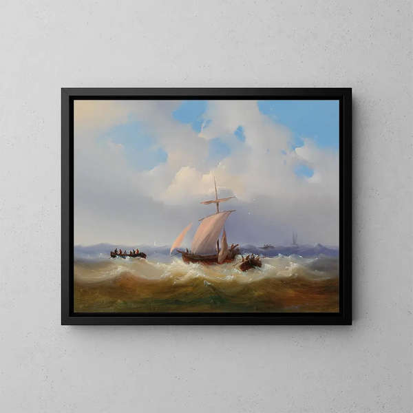 Kleines Stall-Szene mit Schafen - Josef Carl Berthold Püttner — gerahmtes Bild an der Wand