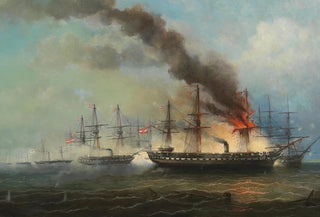 Josef Carl Berthold Pttner - The sea battle at Helgoland on 9 May 1864.webp