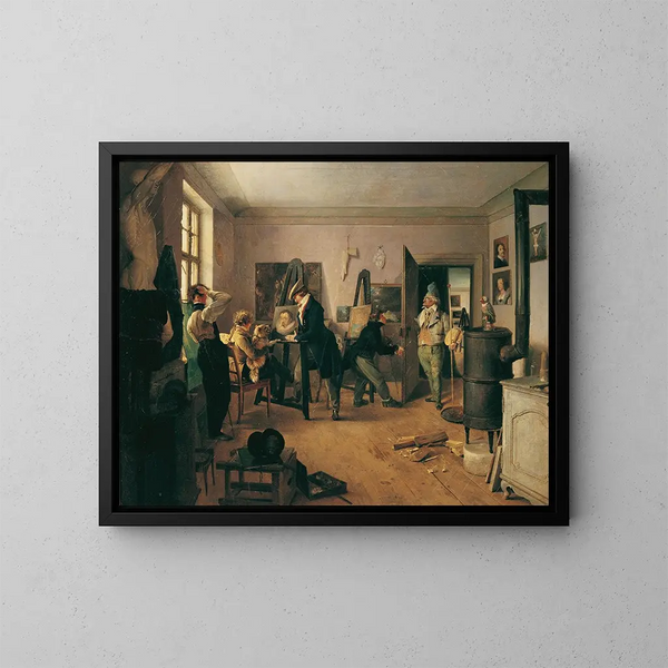Die Schulklasse - Josef Danhauser — gerahmtes Bild an der Wand