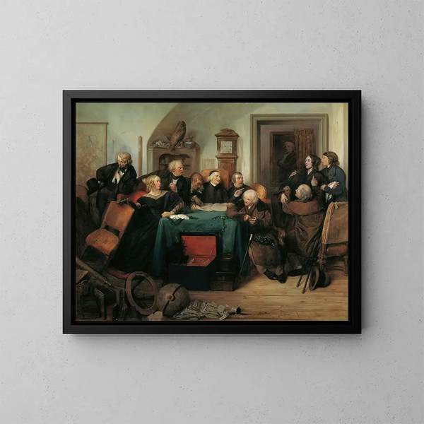 L'ouverture du testament - Josef Danhauser — gerahmtes Bild an der Wand