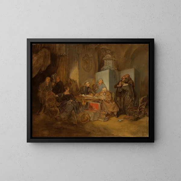 L'Ouverture du testament II - Josef Danhauser — gerahmtes Bild an der Wand