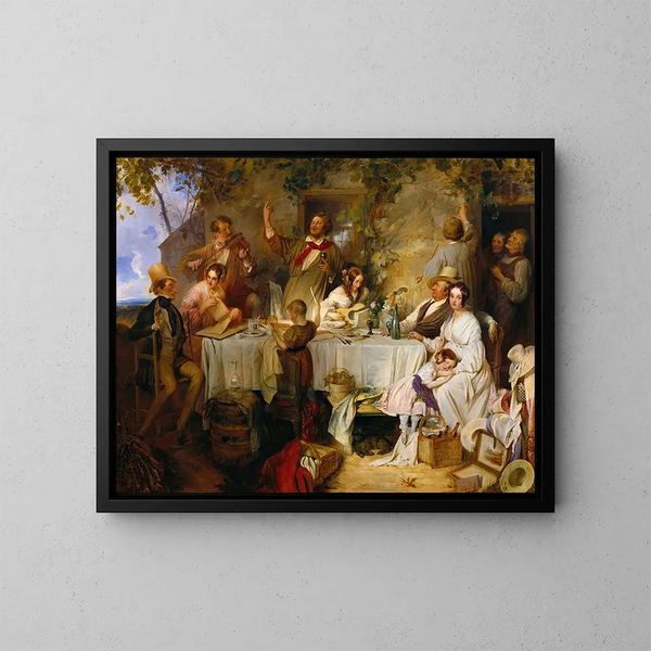 Wein, Frau und Gesang - Josef Danhauser — gerahmtes Bild an der Wand