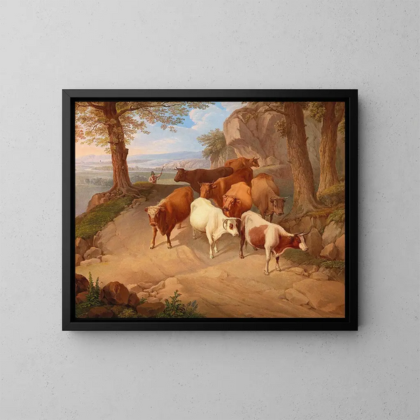 Ramener le troupeau des alpages - Josef Feid — gerahmtes Bild an der Wand