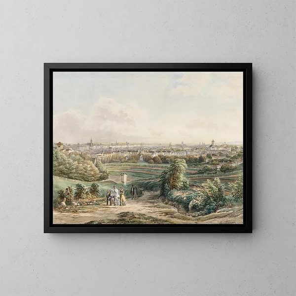 Ansicht von Wien vom Döbling aus - Josef Gerstmeyer — gerahmtes Bild an der Wand