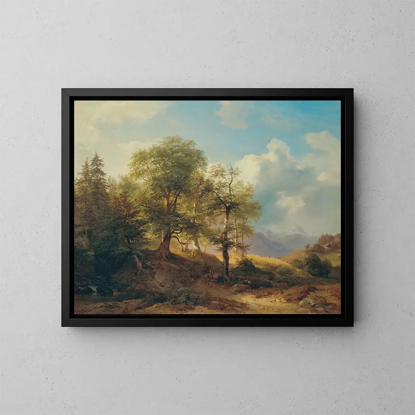 Sommerlandschaft in den hohen Bergen - Josef Höger — gerahmtes Bild an der Wand