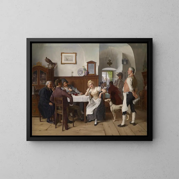 Im Restaurant - Josef Kinzel — gerahmtes Bild an der Wand
