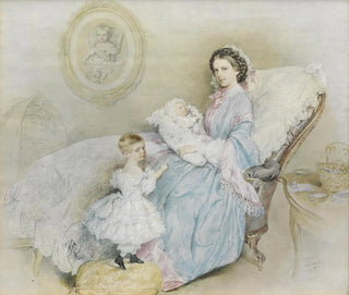 Josef Kriehuber - Kaiserin Elisabeth mit ihren Kindern.webp