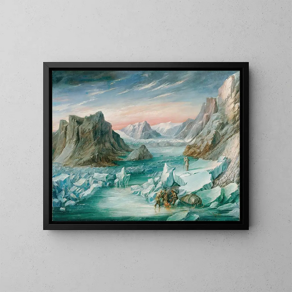 Deutsches Gemälde Nordpol-Expedition nach Grönland 1869 - Josef Langl — gerahmtes Bild an der Wand