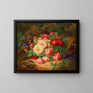 Josef Lauer - A Forest Floor with a Still Life of Roses and Butterflies.webp