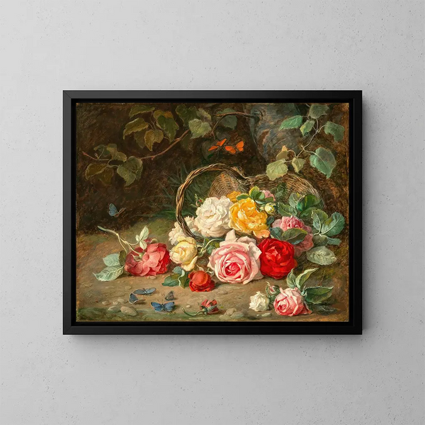 Rosen in einem Korb - Josef Neugebauer — gerahmtes Bild an der Wand