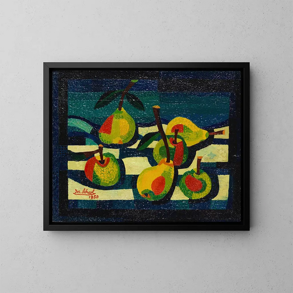Pommes und Birnen - Josef Scharl — gerahmtes Bild an der Wand