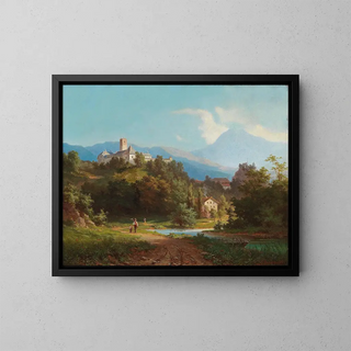 Ansicht eines Schlosses - Josef Willroider — gerahmtes Bild an der Wand