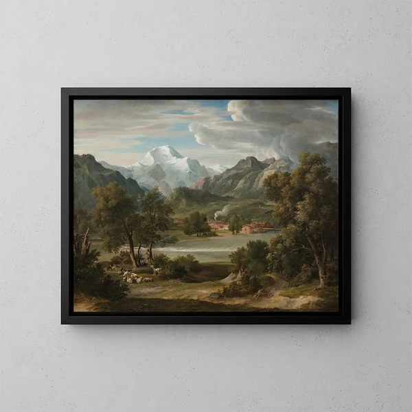 Tal der Lauterbrunnen bei Unterseen mit Blick auf die Jungfrau - Joseph Anton Koch — gerahmtes Bild an der Wand