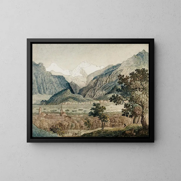 Le Monch et la Jungfrau vus d'Unterseen - Joseph Anton Koch — gerahmtes Bild an der Wand