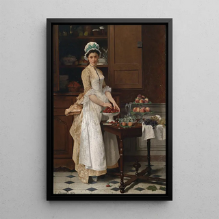 La Fille aux cerises - Joseph Caraud — gerahmtes Bild an der Wand