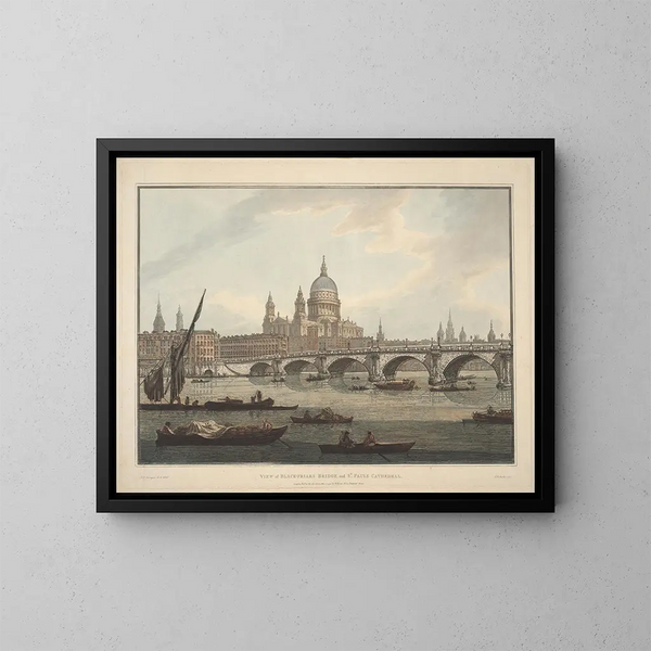 Ansicht der Blackfriars-Brücke und der St.-Pauls-Kathedrale - Joseph Farington — gerahmtes Bild an der Wand