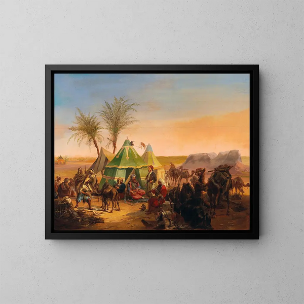 Ein beduinenlager - Joseph Heicke — gerahmtes Bild an der Wand
