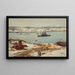 Fluss Hudson und Kriegsschiffe USS Connecticut - Joseph Henry Sharp — gerahmtes Bild an der Wand